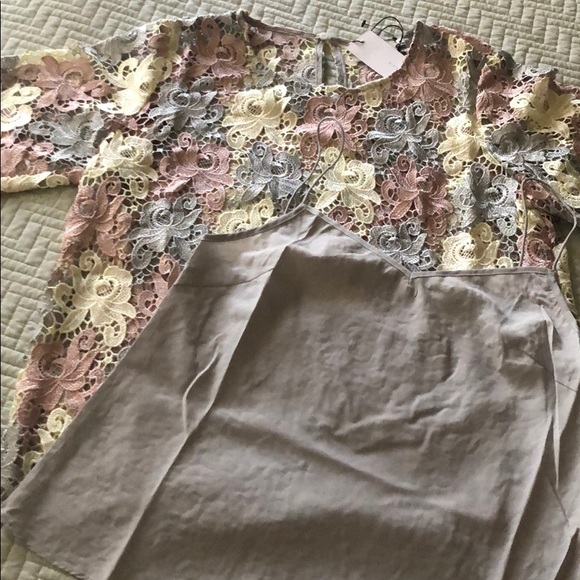 2 LEFT! GRAY MAUVE LACE CROCHET TOP & CAMI - Picture 5 of 8